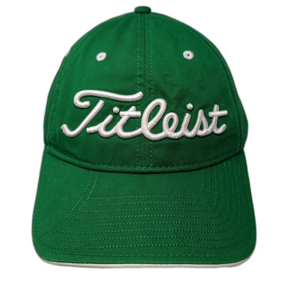 Titleist Baseball Cap Green One Size Slideback Cotton Embroidered Golf Hat
